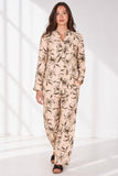 Love Sunshine Beige Lily Print Shirt and Trouser Set Co ord sets LS-5002 LS-5002&9057 LS-9057