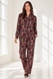 Love Sunshine Burgundy Paisley Print Shirt and Trouser Set Co ord sets LS-5002 LS-5002&9057 LS-9057