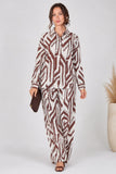 6Pcs Cream and Chocolate Geo Print Co-ord Set
