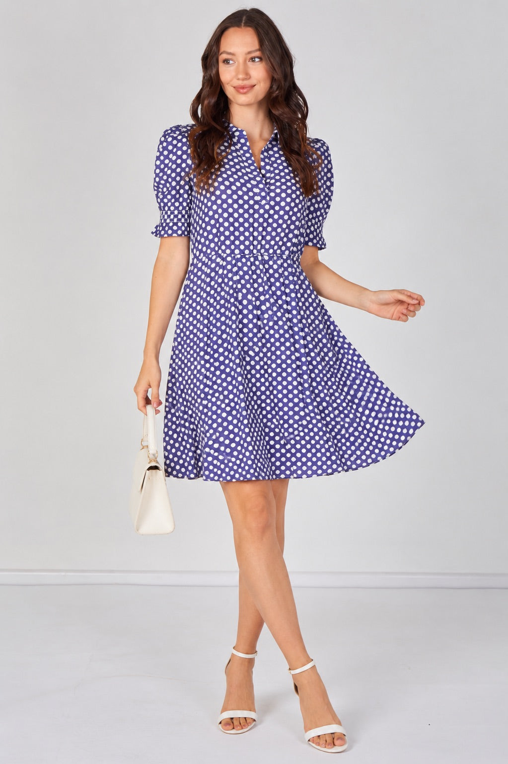 8Pcs Bluebell Polka Dot Tea Dress