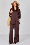 8Pcs Expresso Satin Shirt and Trousers Co-Ord