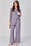8Pcs Grey Geometric Print Shirt andTrouser Co-Ord Set