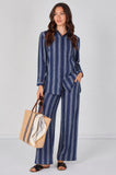 8Pcs Navy Stripe Shirt and Trouser Co-Ord Set