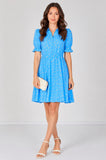 8Pcs Sky Blue Ditsy Floral Tea Dress