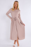 8Pcs Champagne Layered Satin Long Sleeve Maxi Shirt Dress