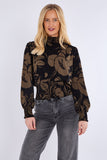 8Pcs Khaki Floral Print Shirred Waist Cropped Top