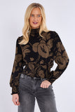 8Pcs Khaki Floral Print Shirred Waist Cropped Top