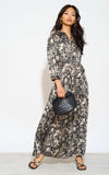 8Pcs Mono Mixed Scarf Print Satin Maxi Shirt Dress