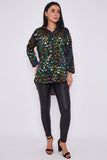 8Pcs Emerald Leopard Print Satin Oversized Shirt
