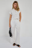 6Pcs White Pinstripe Linen Shirt and Trousers set