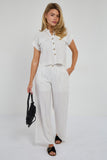 6Pcs White Pinstripe Linen Shirt and Trousers set
