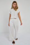 6Pcs White Pinstripe Linen Shirt and Trousers set