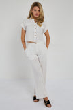 6Pcs White Pinstripe Linen Shirt and Trousers set
