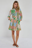 8Pcs Multicolour Patchwork Print Mini Shirt Dress