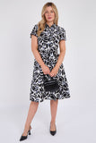 8Pcs Grey Printed Short Sleeve Midi Dress