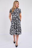 8Pcs Grey Printed Short Sleeve Midi Dress