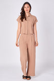 8Pcs Beige Pinstripe Shirt and Trousers set