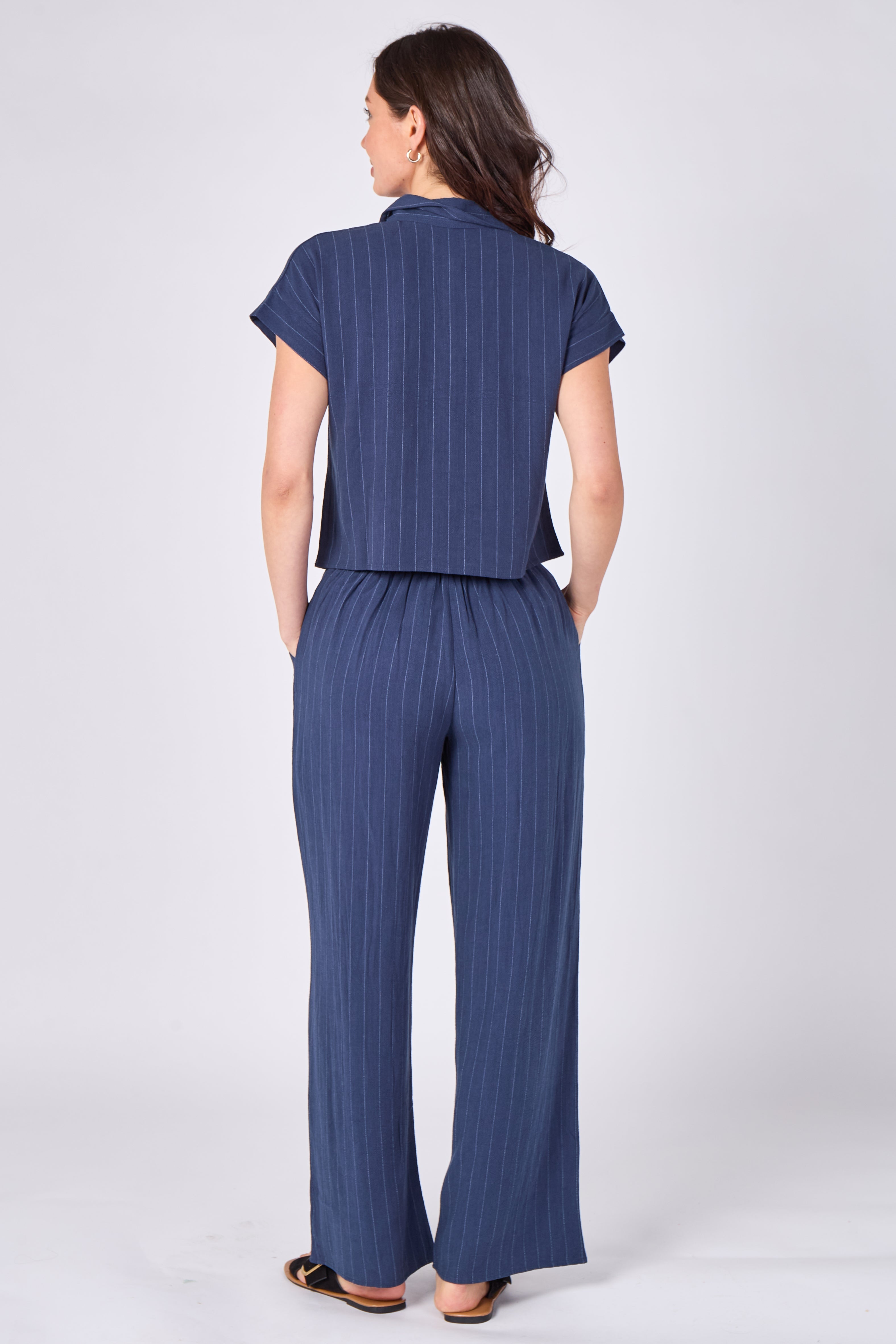 8Pcs Blue Pinstripe Shirt and Trousers set