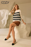 10Pcs Stripe Pattern Sequin Detail Knit Sweater-8042