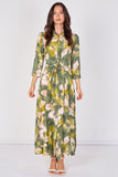 Love Sunshine Green Abstract Print Tie Waist Maxi Shirt Dress Belted Dress Day to Night Long Sleeve Maxi Dress NEW IN Occasionwear Shirt Dress