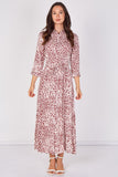 Love Sunshine Burgundy Animal Print Tie Waist Maxi Shirt Dress Belted Dress Day to Night Long Sleeve Maxi Dress NEW IN Occasionwear Shirt Dress