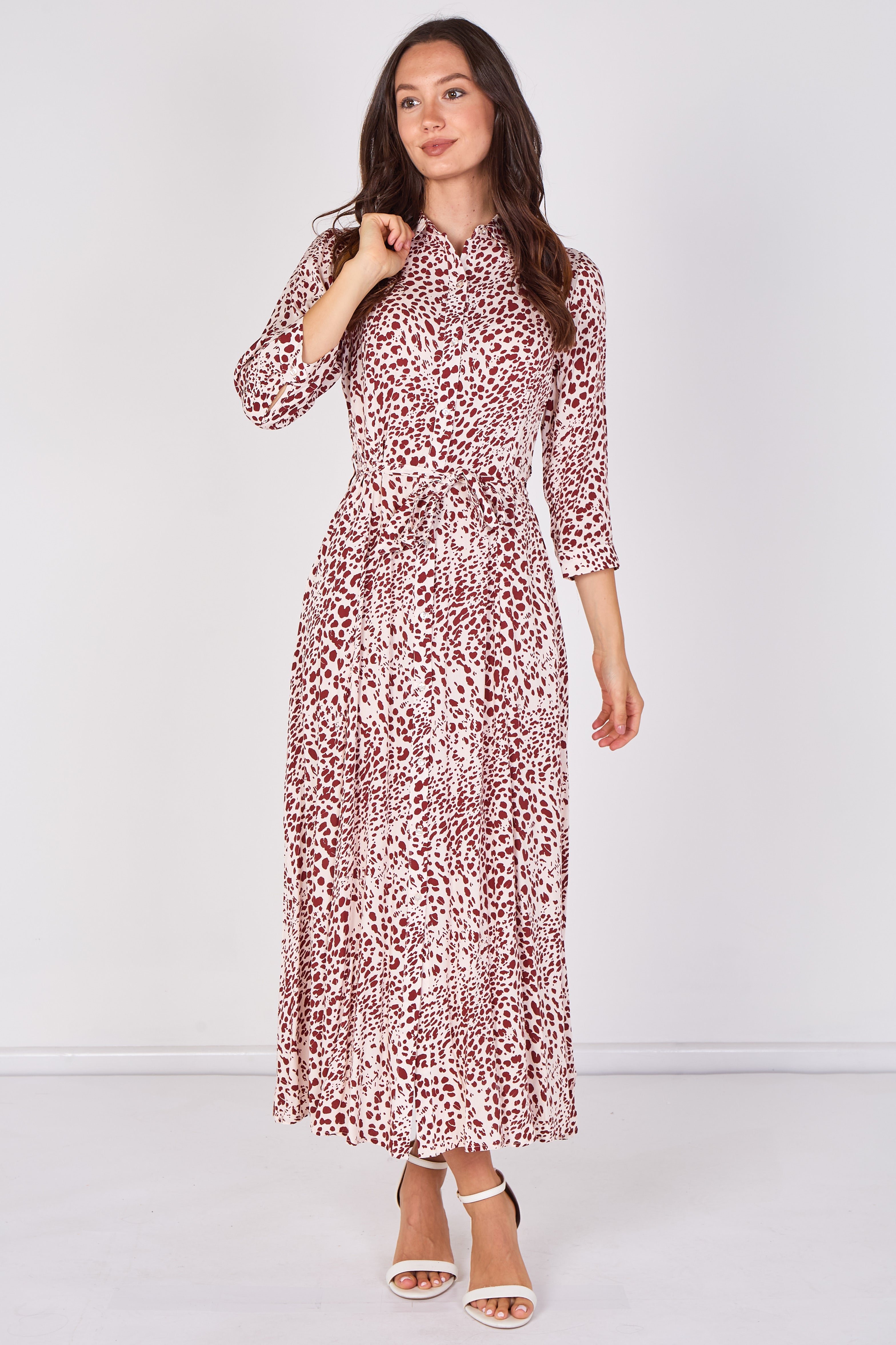 Love Sunshine Burgundy Animal Print Tie Waist Maxi Shirt Dress Belted Dress Day to Night Long Sleeve Maxi Dress NEW IN Occasionwear Shirt Dress