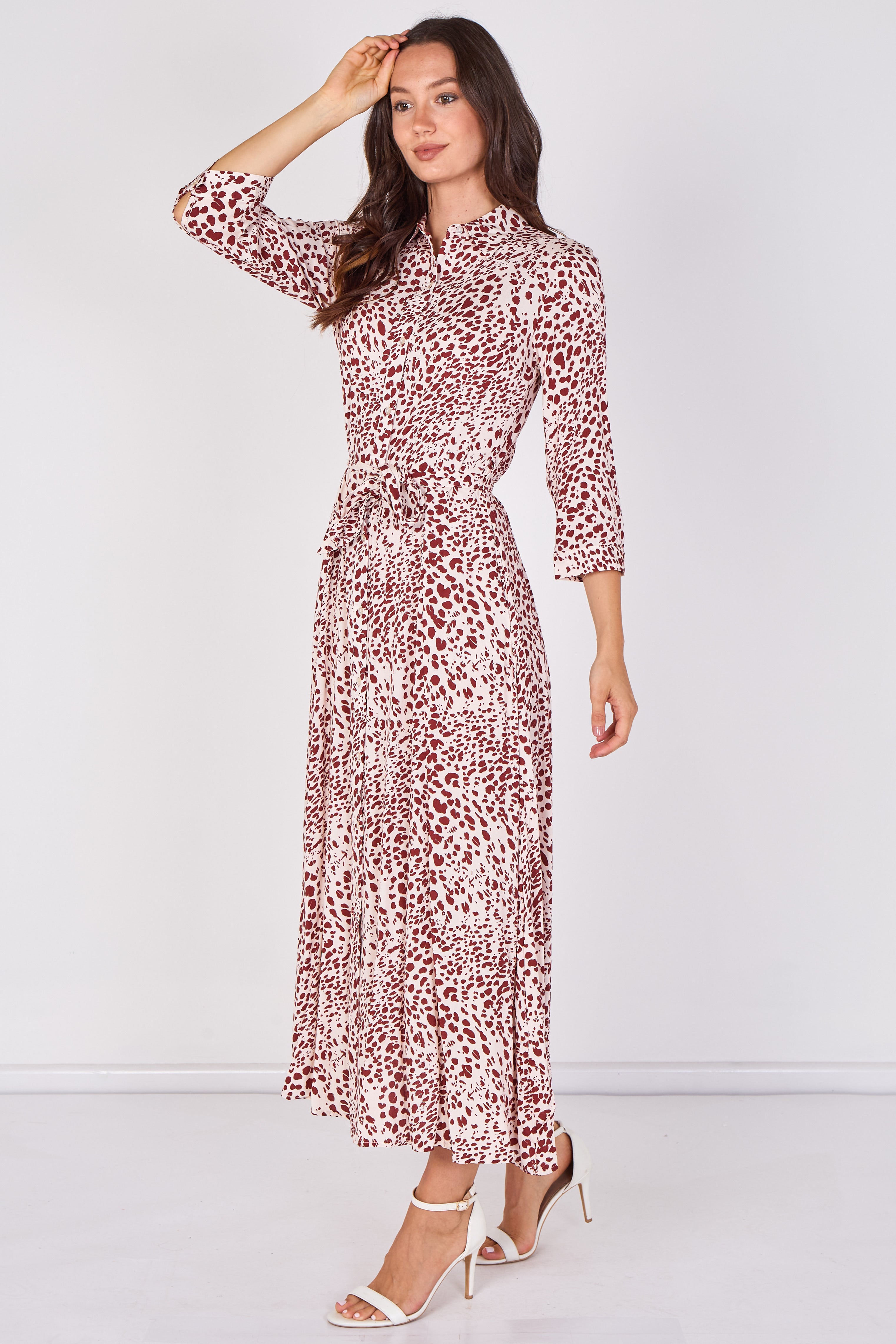 Love Sunshine Burgundy Animal Print Tie Waist Maxi Shirt Dress Belted Dress Day to Night Long Sleeve Maxi Dress NEW IN Occasionwear Shirt Dress