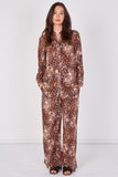 Love Sunshine Brown Leopard Print Velvety Shirt and Trouser Set Co ord sets LS-5002 LS-5002&9057 LS-9057