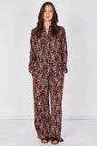 Love Sunshine Burgundy Paisley Print Shirt and Trouser Set Co ord sets LS-5002 LS-5002&9057 LS-9057