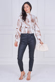 9pcs Sand Abstract Print Shirred Waist Top