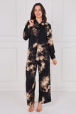 8Pcs Black and Champagne Burst Print Co-Ord Set
