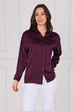 6Pcs Burgundy Brushed Satin Oversized Shirt