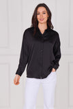 6Pcs Black Brushed Satin Oversized Shirt