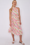 8Pcs Rainbow Leopard Print Halter Neck Midi Dress