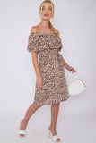 8Pcs Tan Leopard Print Bardot Mini Dress