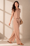8Pcs Beige Pinstripe Shirt and Trousers set