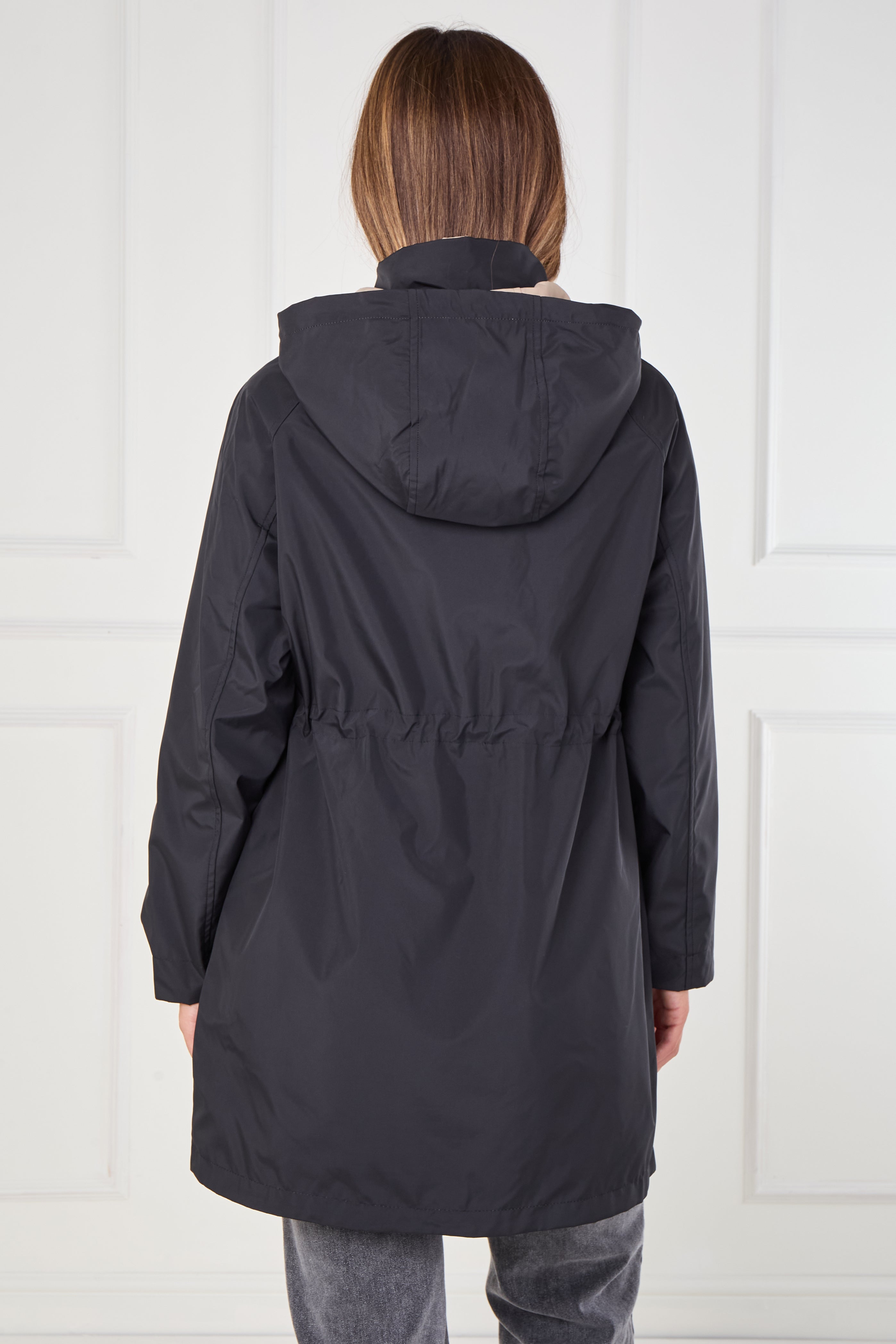 8Pcs Black and Stone Drawstring Reversible Parka
