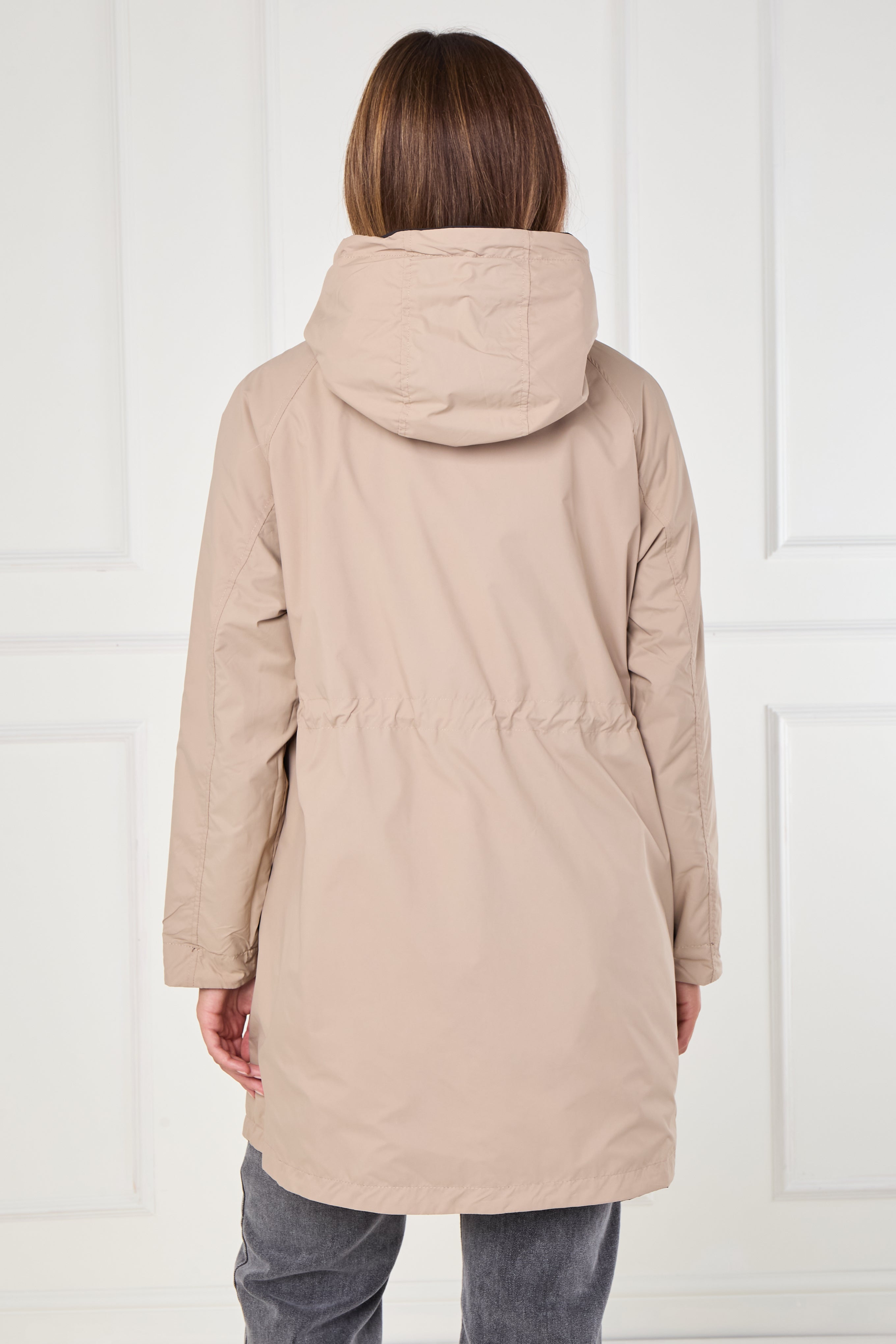8Pcs Black and Stone Drawstring Reversible Parka