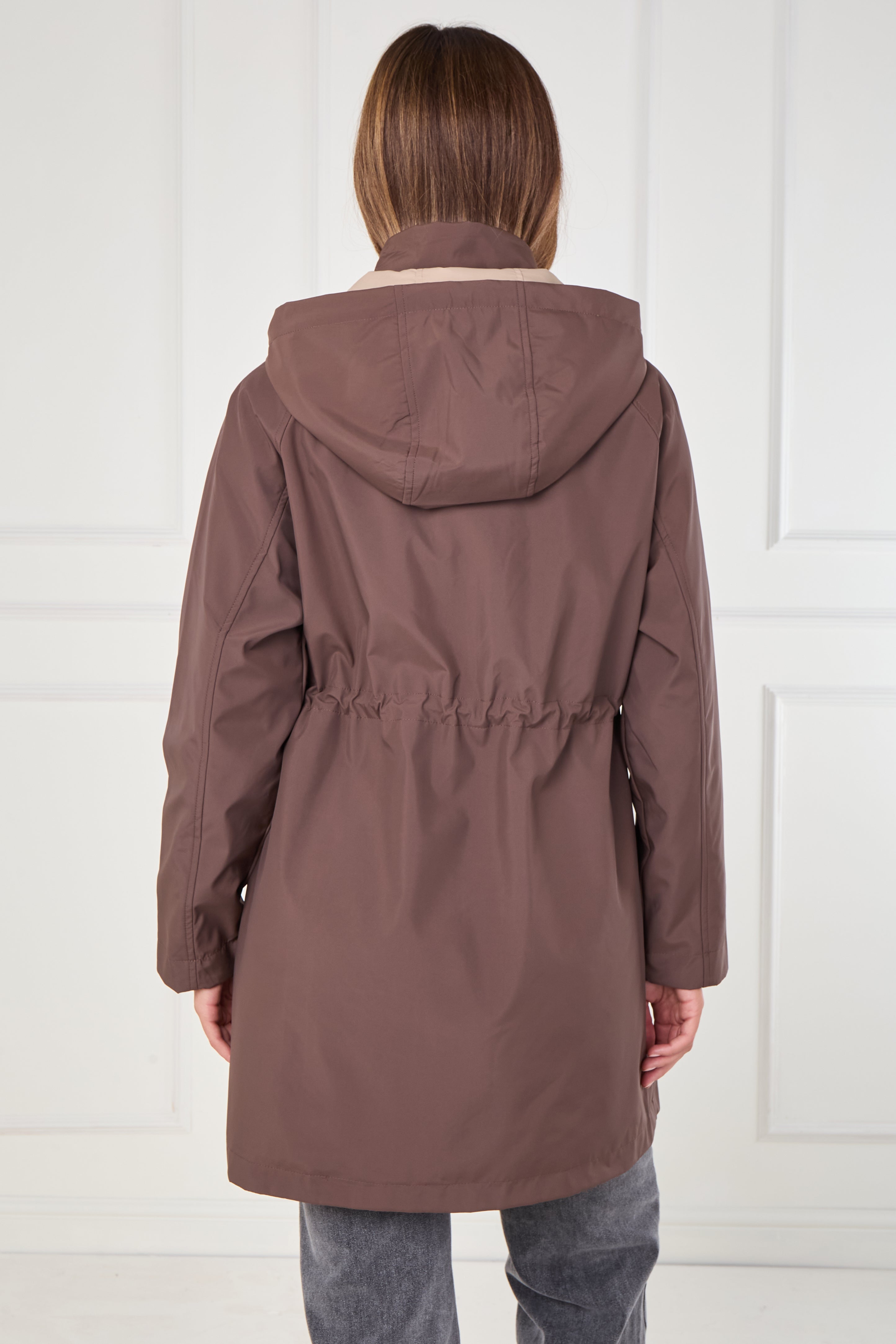 8Pcs Chocolate and Stone Drawstring Reversible Parka
