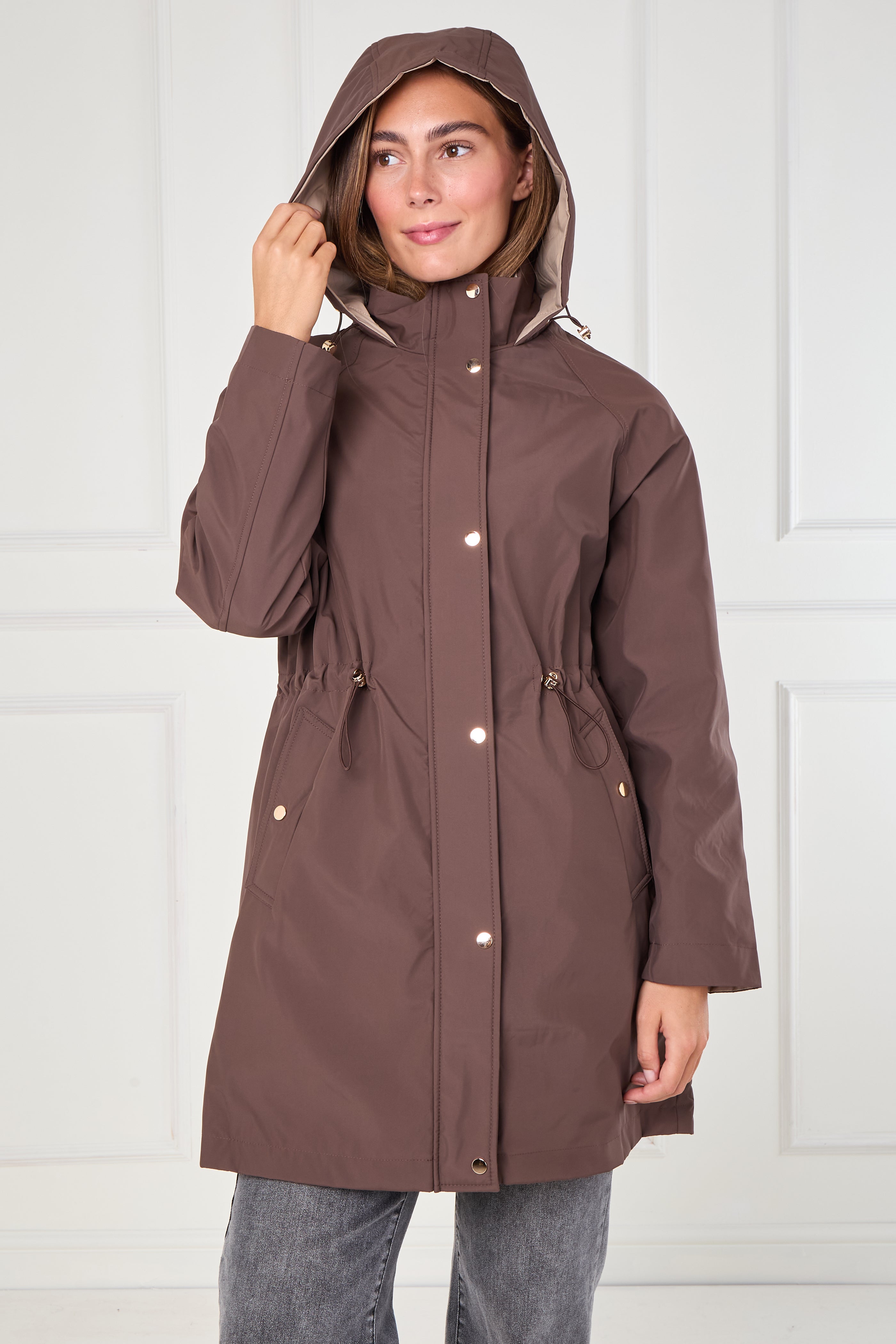 8Pcs Chocolate and Stone Drawstring Reversible Parka