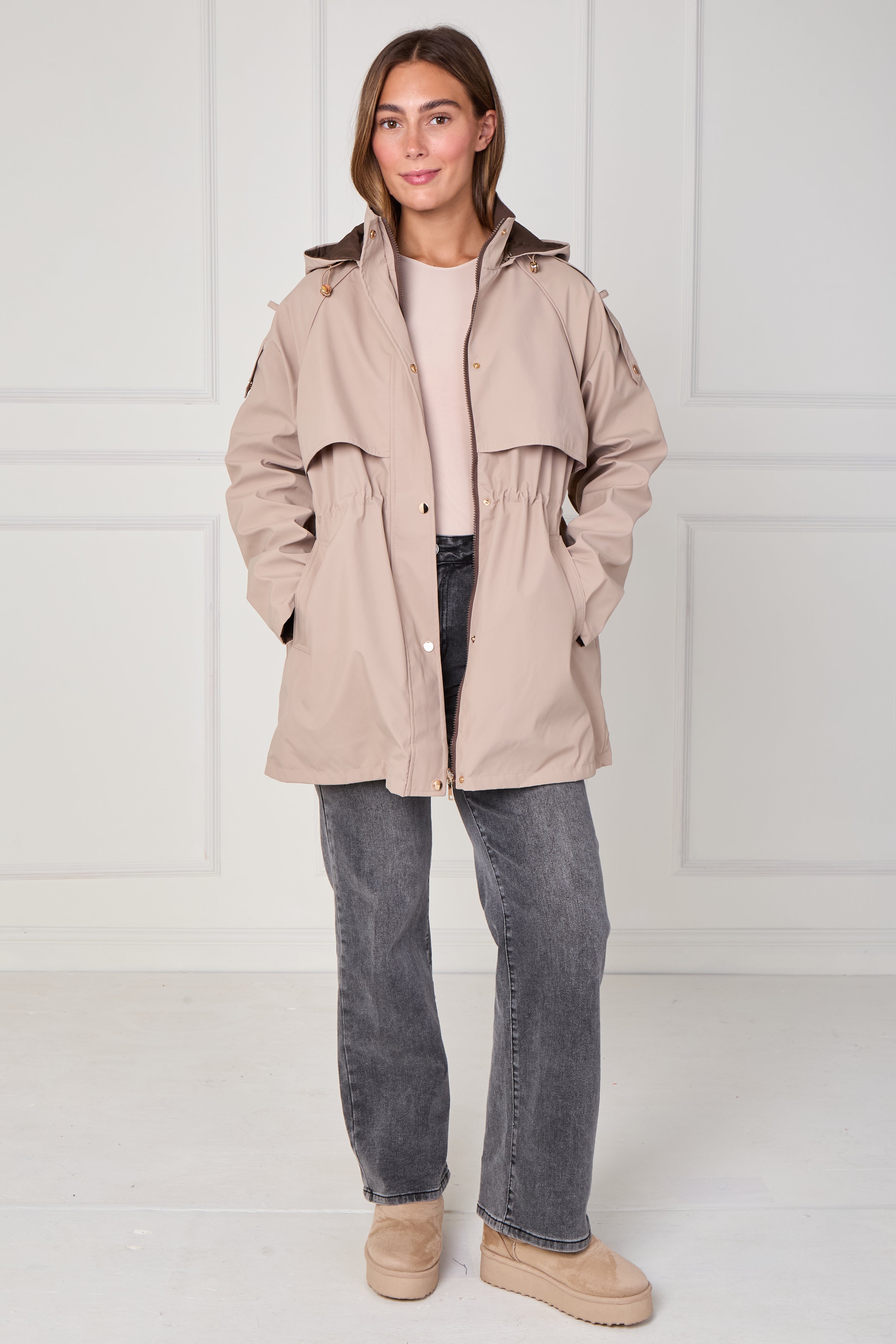 8Pcs Stone and Chocolate Reversible Parka