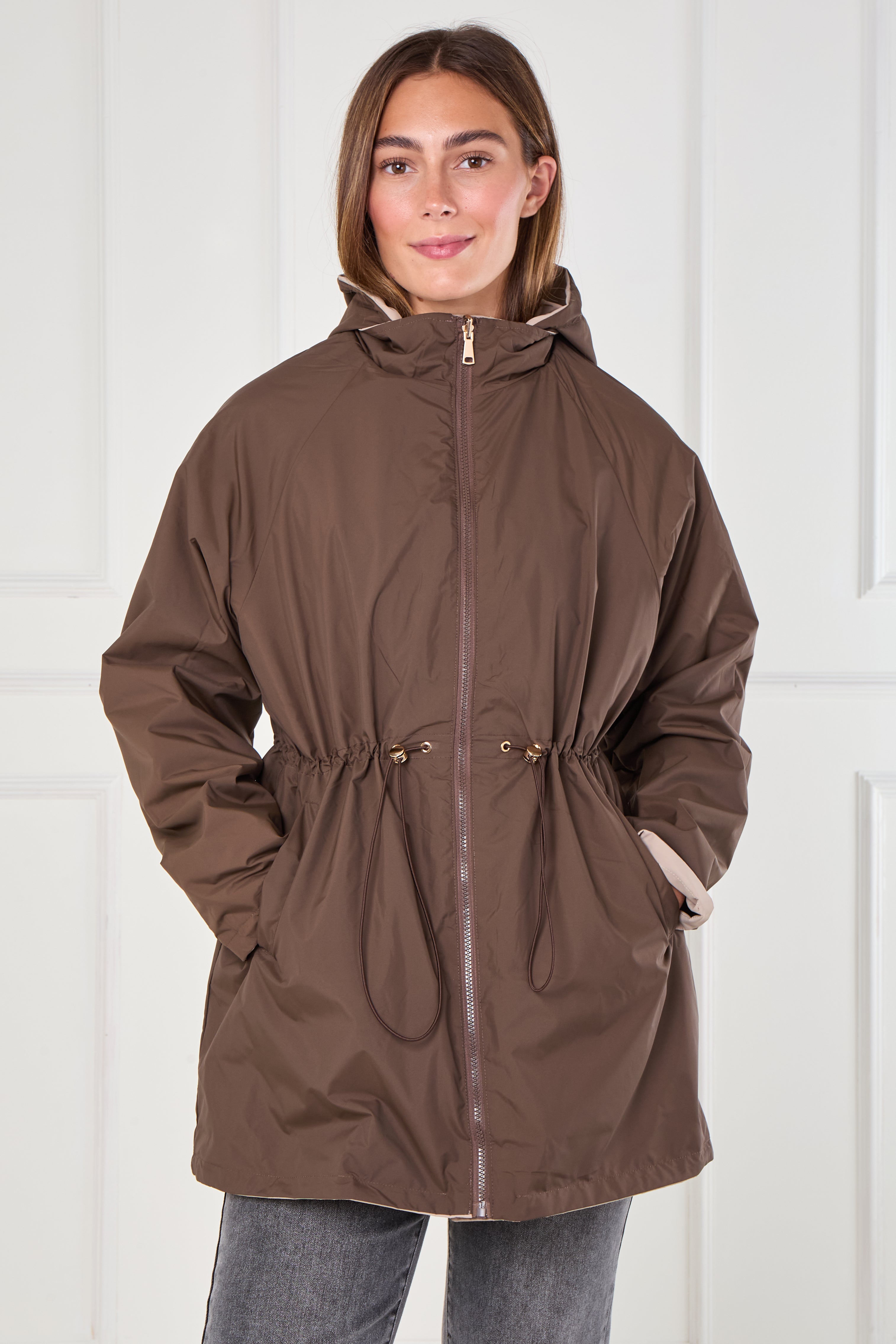 8Pcs Stone and Chocolate Reversible Parka