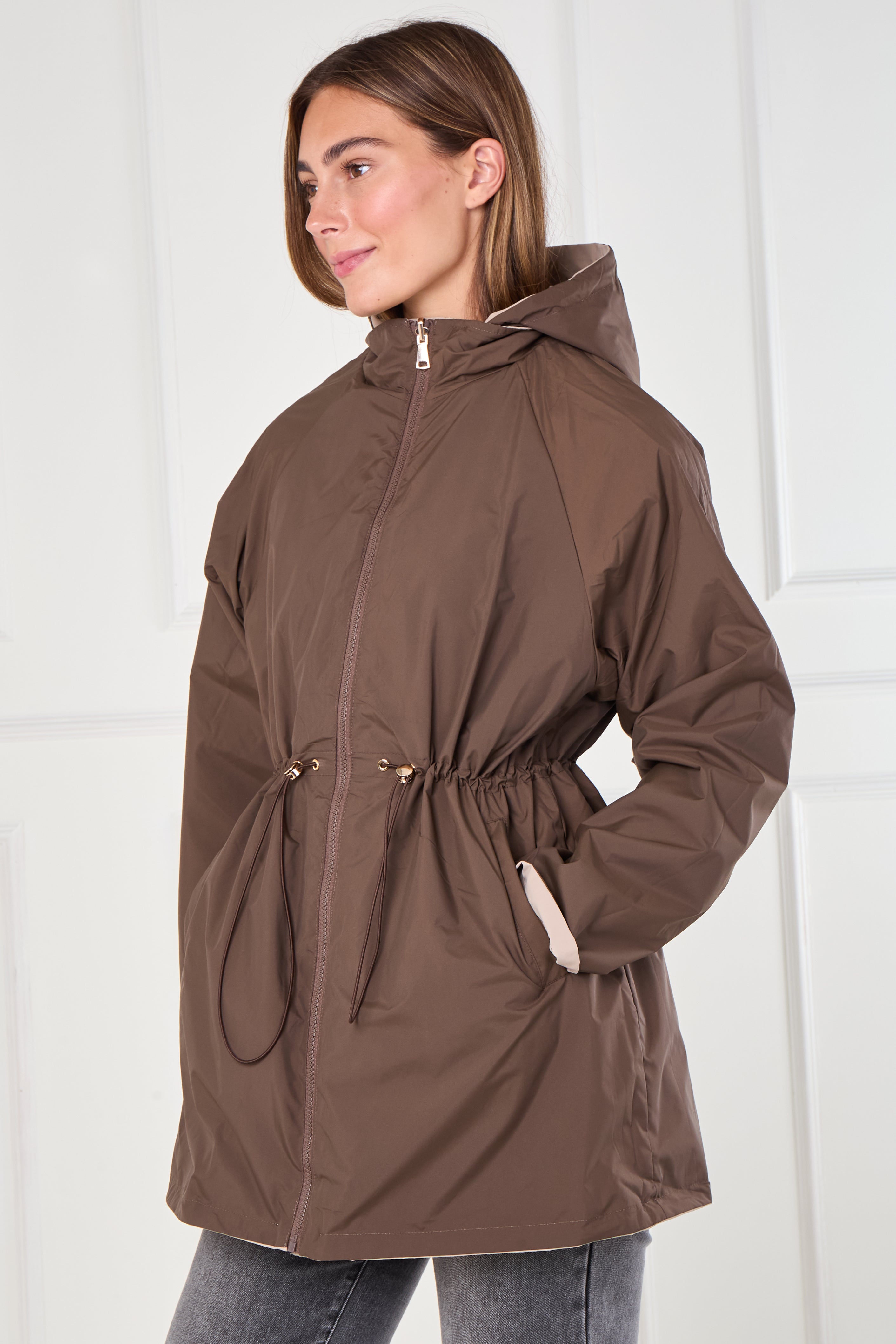 8Pcs Stone and Chocolate Reversible Parka