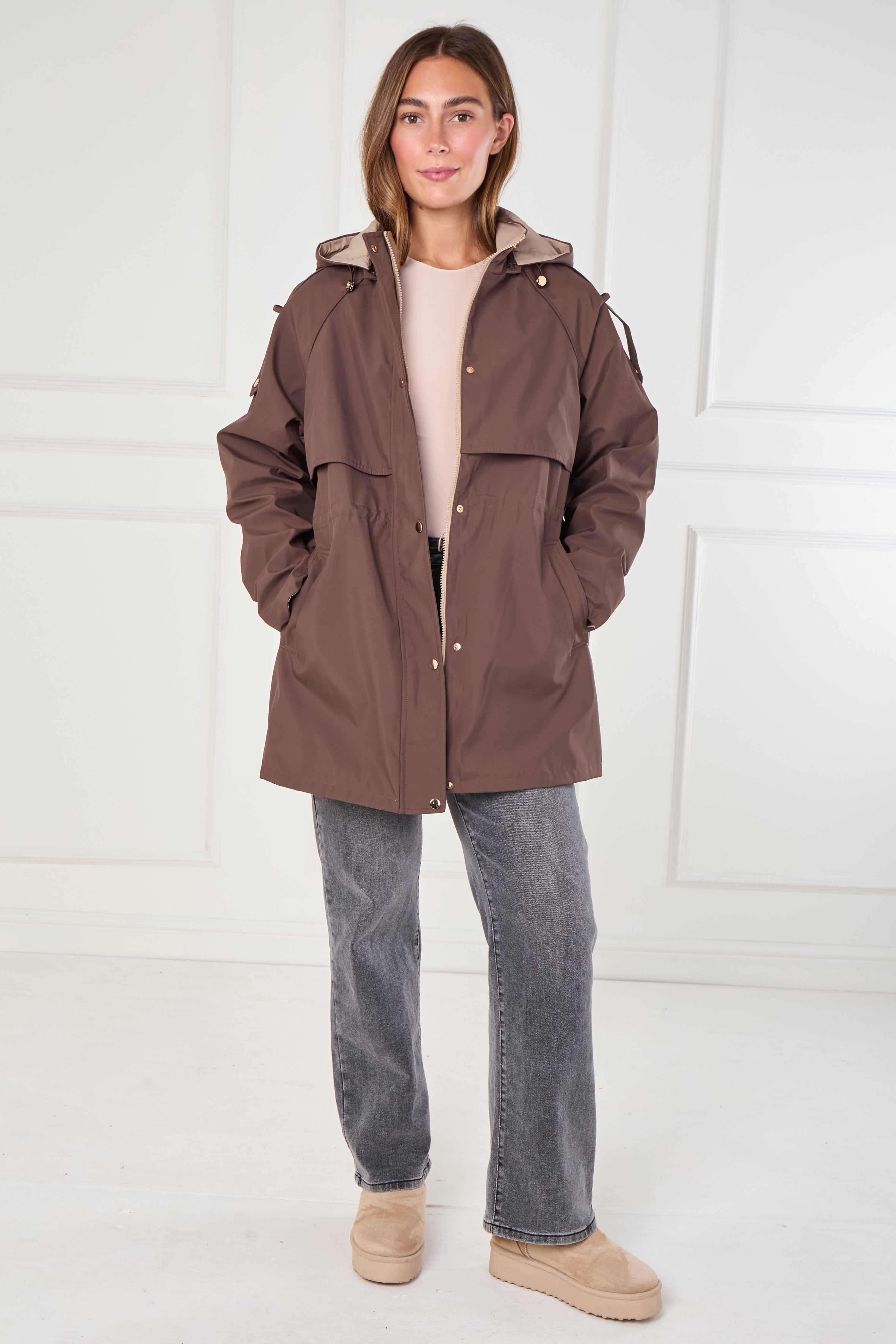 8Pcs Chocolate and Stone Reversible Parka