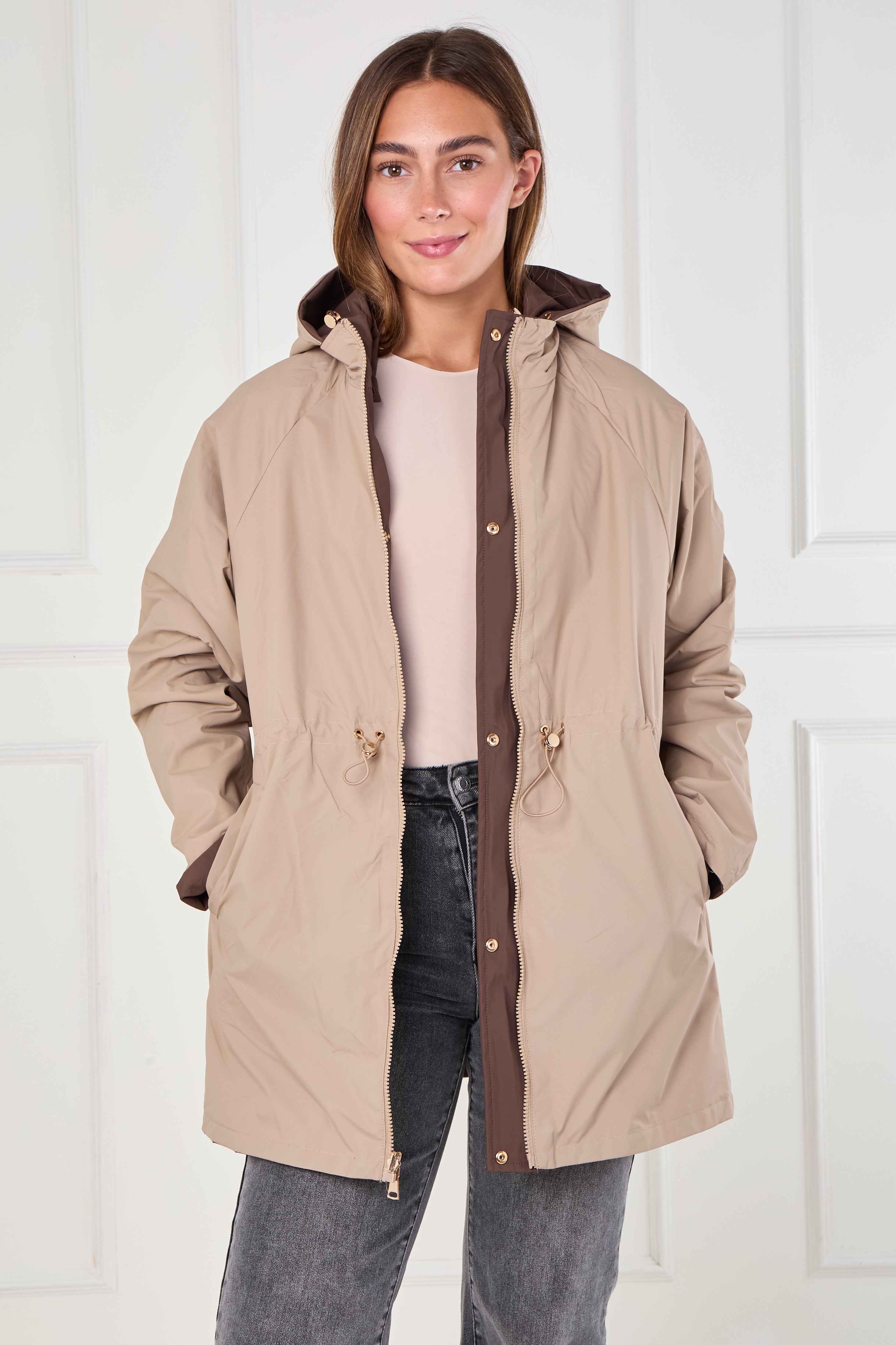 8Pcs Chocolate and Stone Reversible Parka