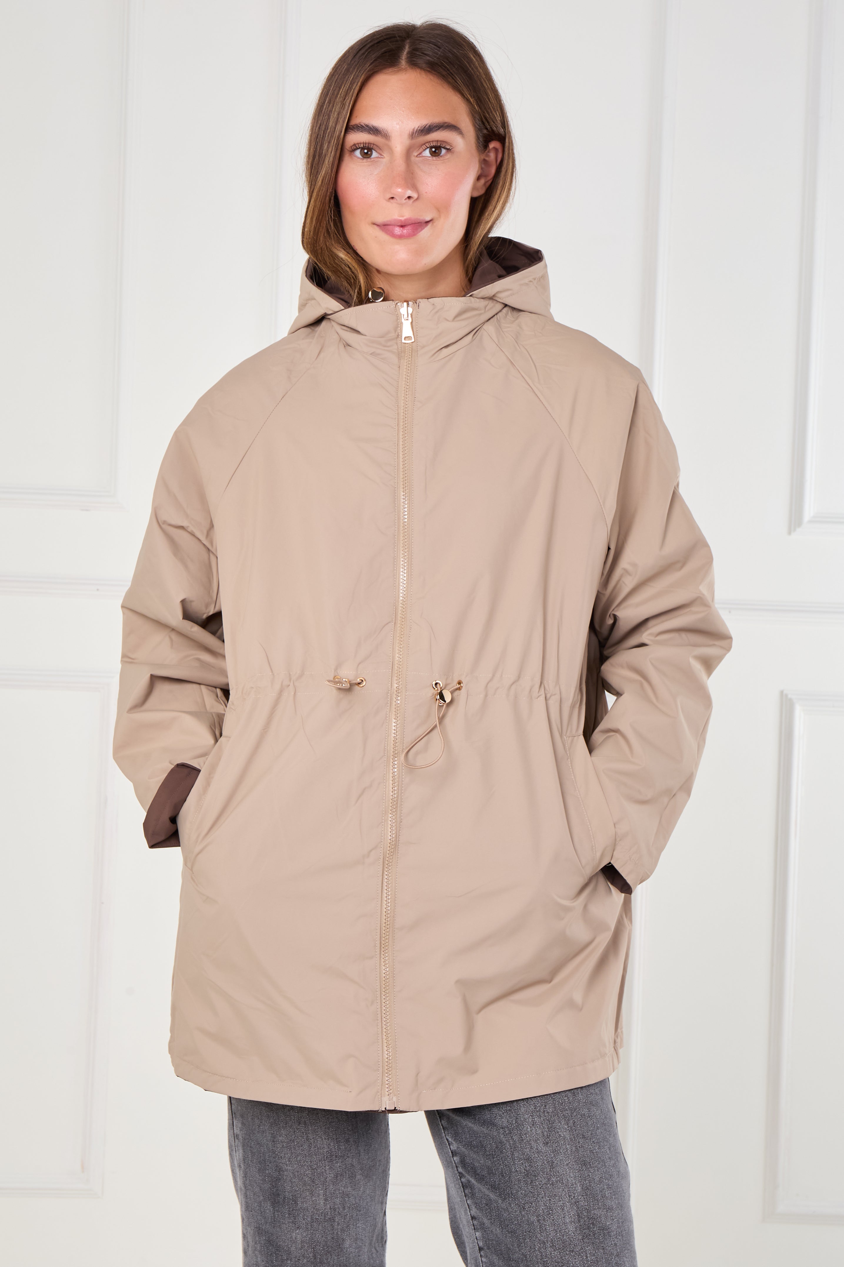 8Pcs Chocolate and Stone Reversible Parka