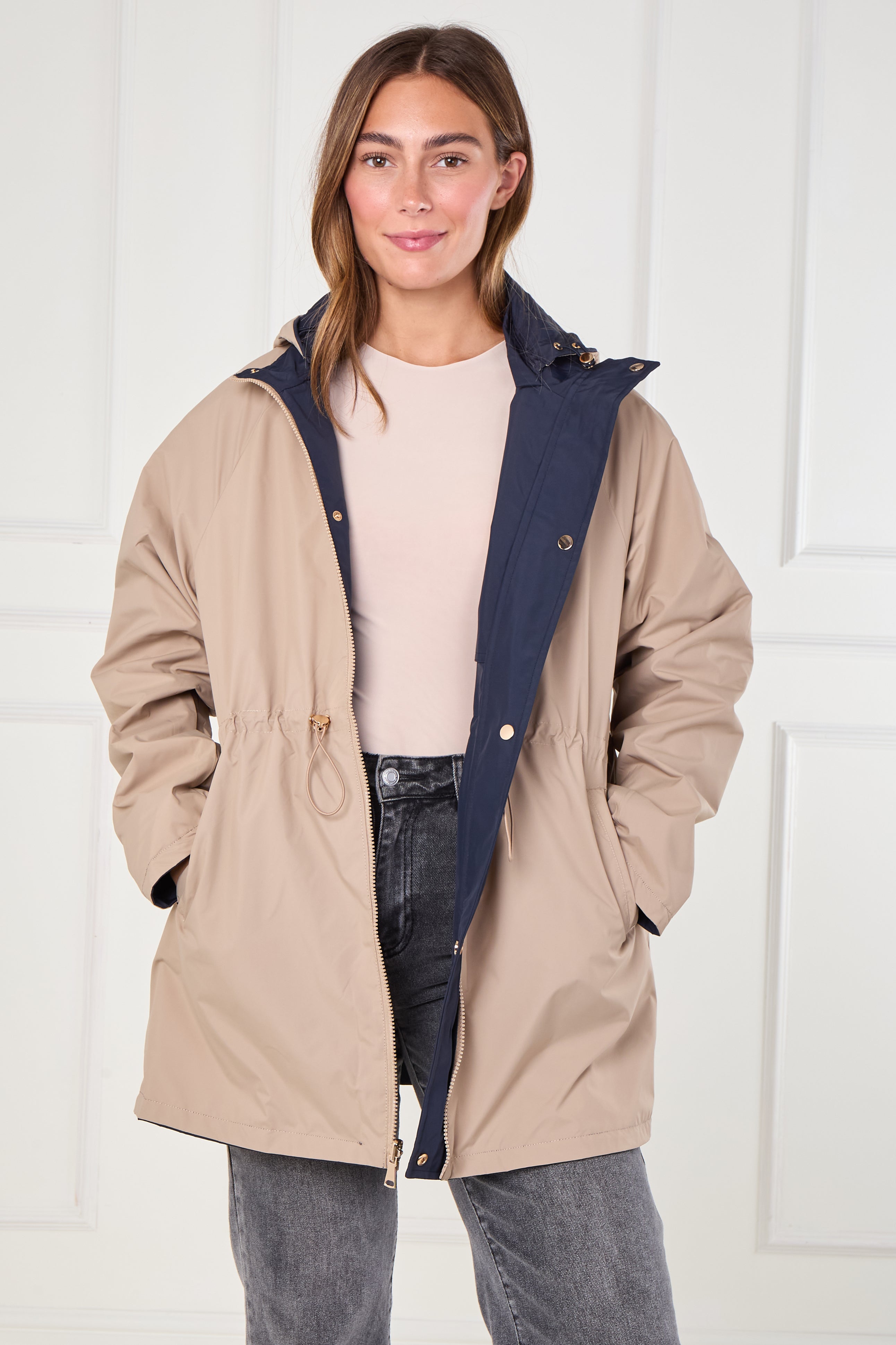 8Pcs Navy and Stone Reversible Parka
