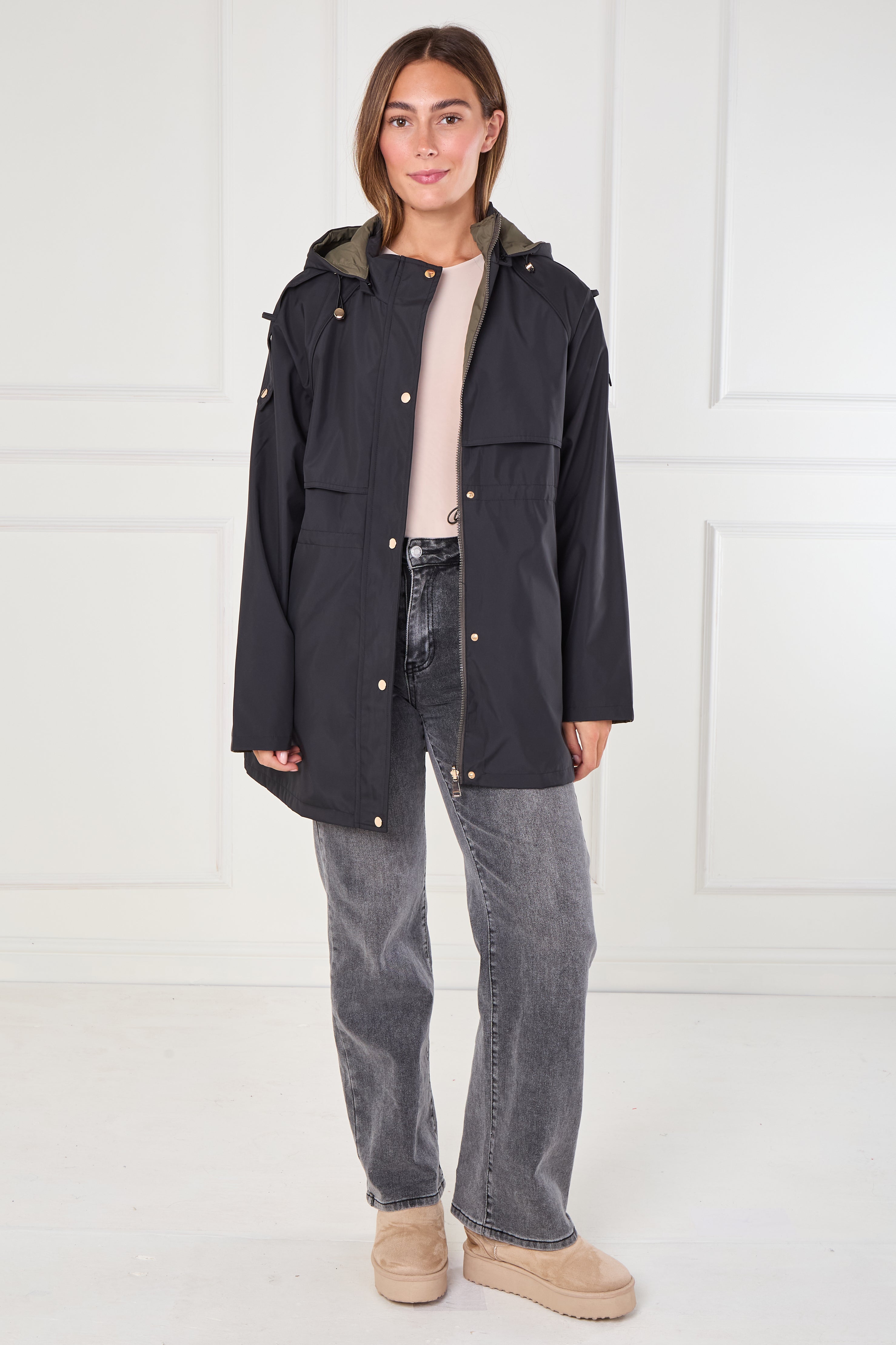 8Pcs Black and Khaki Reversible Parka