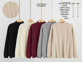 10Pcs Cozy Cable-Knit High-Neck Sweater-VC815
