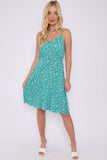8Pcs Green Floral Print Strap Mini Dress
